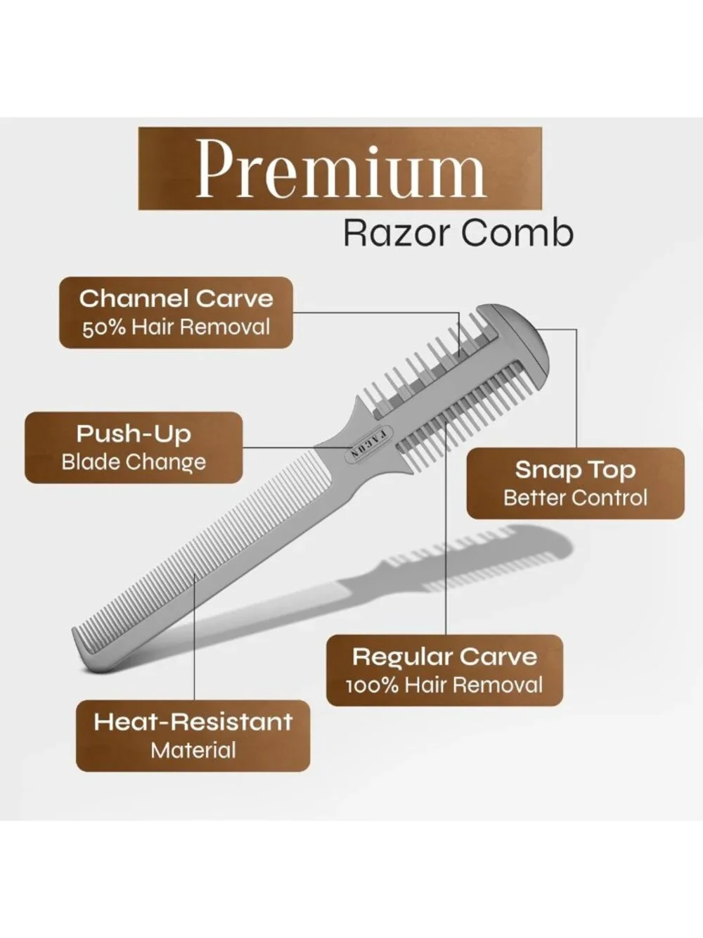 Professional Hair Cutting Razor Comb Kit - 12 Blades, Double Edge Shaper for